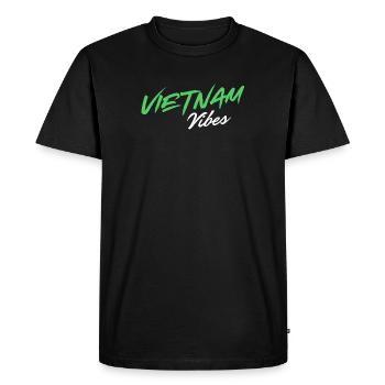 Vietnam Vibes Brush Script - Men's Premium Organic T-Shirt - black - Front - Nico (187cm)