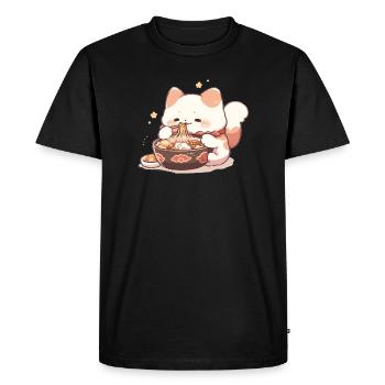 Spaghetti cats - Cat is having fun with past - Men's Premium Organic T-Shirt - black - Front - Nico (187cm)