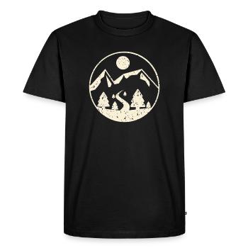 Scène de montagne en cercle - T-shirt Premium bio Homme - noir - Devant - Nico (187cm)