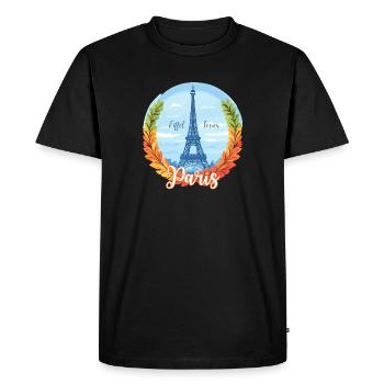 Paris Skyline with Laurel Frame - Men's Premium Organic T-Shirt - black - Front - Nico (187cm)