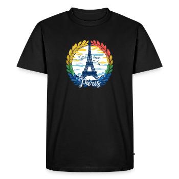 Tour Eiffel de Paris Estampe en laurier - T-shirt Premium bio Homme - noir - Devant - Nico (187cm)