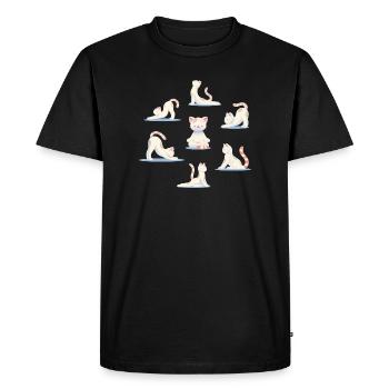 Chat dans les poses de yoga – Relaxation et pleine conscience - T-shirt Premium bio Homme - noir - Devant - Nico (187cm)