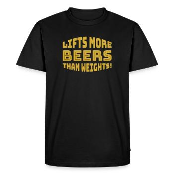 Soulève plus de bières que de poids - T-shirt Premium bio Homme - noir - Devant - Nico (187cm)