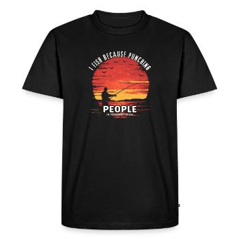 Sunset Fisherman Silhouette - Men's Premium Organic T-Shirt - black - Front - Nico (187cm)