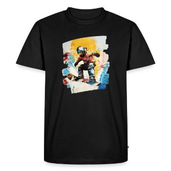 Snowboarder poudreuse - T-shirt Premium bio Homme - noir - Devant - Nico (187cm)