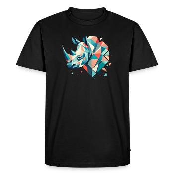 Rhinocéros abstrait – Force géométrique - T-shirt Premium bio Homme - noir - Devant - Nico (187cm)