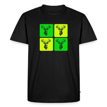 Cerf majestueux – symbole de la nature - T-shirt Premium bio Homme - noir - Devant - Nico (187cm)
