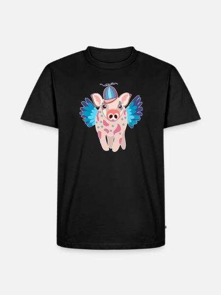 Pastel Winged Pig with Beanie - Men's Premium Organic T-Shirt - black