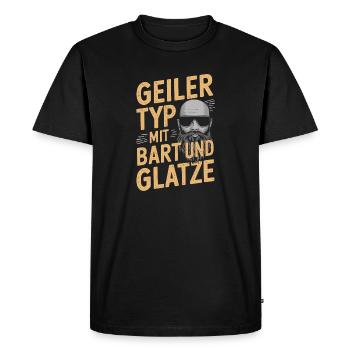 guy with beard & bald head beard wearer - Men's Premium Organic T-Shirt - black - Front - Nico (187cm)