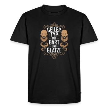 guy with beard & bald head beard wearer - Men's Premium Organic T-Shirt - black - Front - Nico (187cm)