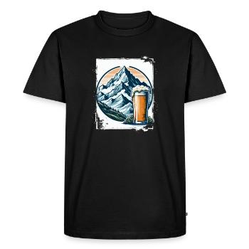 Motif Nature Montagne Et Bière - T-shirt Premium bio Homme - noir - Devant - Nico (187cm)