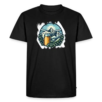 Mountaineering and beer enjoyment - Men's Premium Organic T-Shirt - black - Front - Nico (187cm)