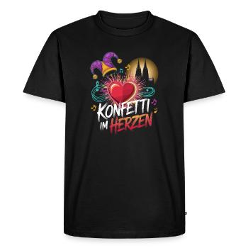 Confettis de Cologne dans le cœur Carnaval Coeur Cologne - T-shirt Premium bio Homme - noir - Devant - Nico (187cm)