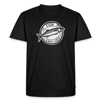 Vintage Fish Plaque – Nautical Angler Design - Men's Premium Organic T-Shirt - black - Front - Nico (187cm)
