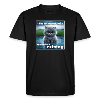 Cat in the rain - Men's Premium Organic T-Shirt - black - Front - Nico (187cm)