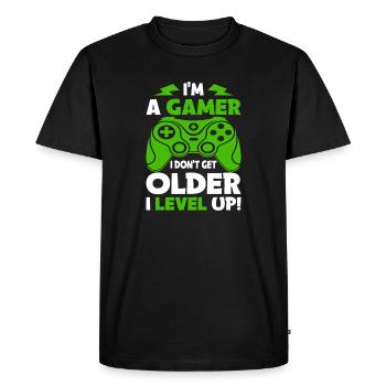 I Don't Get Older I Level Up – Funny Gaming Motiv - Men's Premium Organic T-Shirt - black - Front - Nico (187cm)