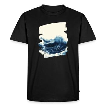 Les vagues et la mer - T-shirt Premium bio Homme - noir - Devant - Nico (187cm)