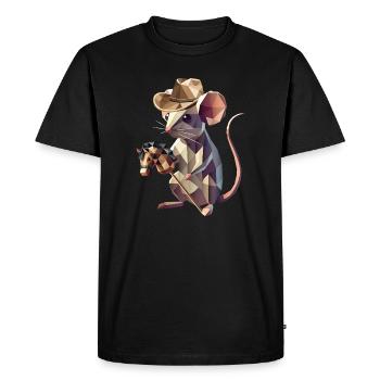 Souris de cow-boy avec cheval de loisir - T-shirt Premium bio Homme - noir - Devant - Nico (187cm)