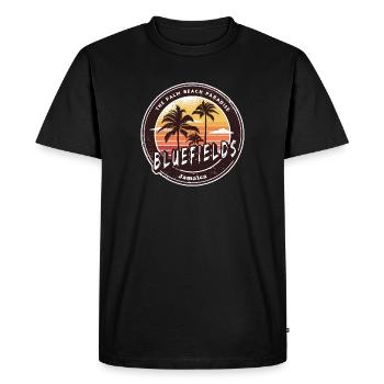 Bluefields Jamaïque – Palm Beach Paradise - T-shirt Premium bio Homme - noir - Devant - Nico (187cm)
