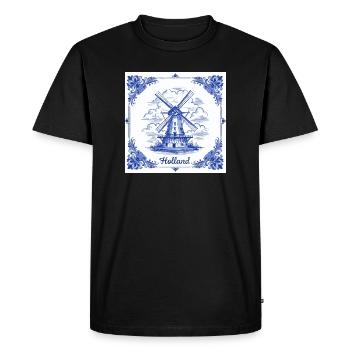 Delft blue windmill tile - Men's Premium Organic T-Shirt - black - Front - Nico (187cm)