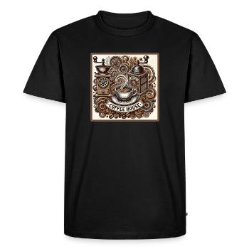 Vintage Coffeehouse Vibes - Men's Premium Organic T-Shirt - black - Front - Nico (187cm)