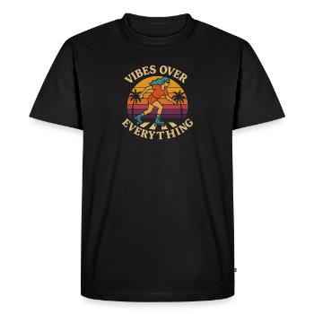 Rollerbladerin Vibes Over Everything - Men's Premium Organic T-Shirt - black - Front - Nico (187cm)