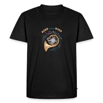 Horn player loves horn Playing the French horn in the orchestra - Men's Premium Organic T-Shirt - black - Front - Nico (187cm)