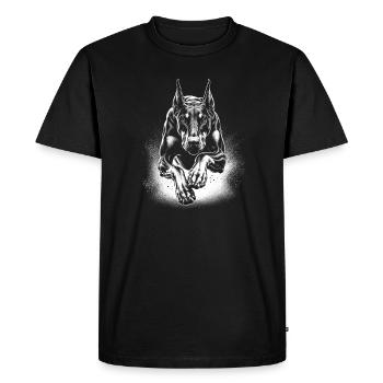 Doberman in the run as a photorealistic portrait - Men's Premium Organic T-Shirt - black - Front - Nico (187cm)