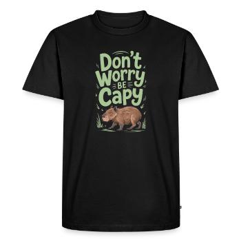 Capybara Dont Worry Be Capy Capybara Rodent - Men's Premium Organic T-Shirt - black - Front - Nico (187cm)