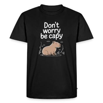 Capybara Dont Worry Be Capy Capybara Rodent - Men's Premium Organic T-Shirt - black - Front - Nico (187cm)