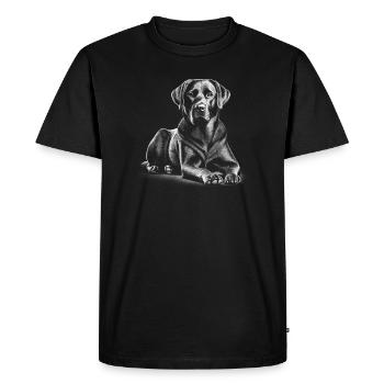 Labrador mignon dans la pose allongée - T-shirt Premium bio Homme - noir - Devant - Nico (187cm)