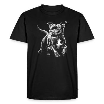 Cute Staffordshire Bull Terrier Photorealistic - Men's Premium Organic T-Shirt - black - Front - Nico (187cm)
