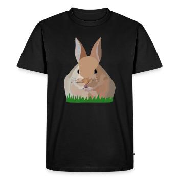 Houx Lapin dans l’herbe - T-shirt Premium bio Homme - noir - Devant - Nico (187cm)