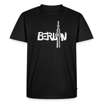 Graffiti Berlin - Berlin TV Tower - Men's Premium Organic T-Shirt - black - Front - Nico (187cm)