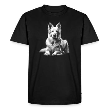 Berger suisse en position couchée - T-shirt Premium bio Homme - noir - Devant - Nico (187cm)
