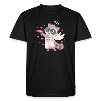 Cupid Raccoon Angel with Wings - Men's Premium Organic T-Shirt - black - Front - Nico (187cm)
