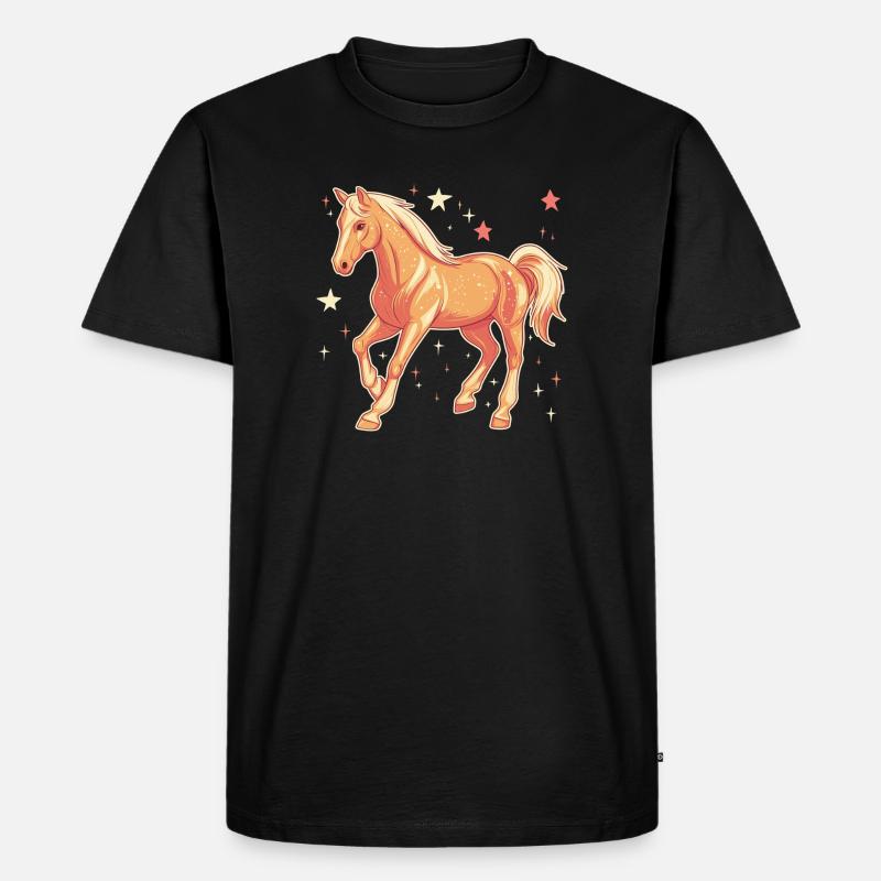 Pferd mit Sternen - Männer Premium Bio T-Shirt - Schwarz