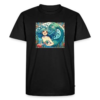 Sirène Sirène Cheveux Bleus Art Nouveau Cadeau - T-shirt Premium bio Homme - noir - Devant - Nico (187cm)