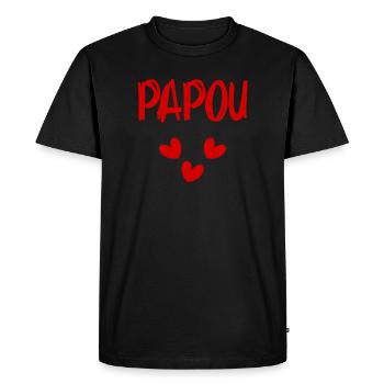 PAPOU. PAPA. FÊTE DES PÈRES. BONNE FÊTE PAPA - T-shirt Premium bio Homme - noir - Devant - Nico (187cm)