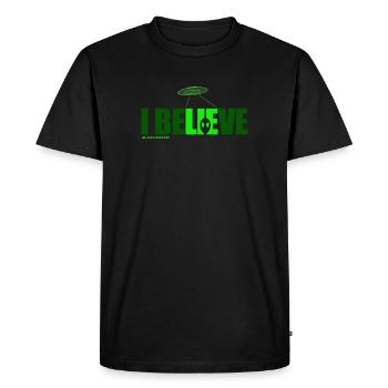 i believe - Men's Premium Organic T-Shirt - black - Front - Nico (187cm)