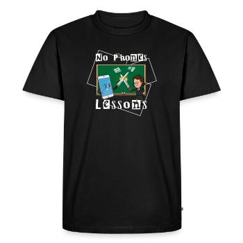 Pas de téléphone dans mes cours - T-shirt Premium bio Homme - noir - Devant - Nico (187cm)