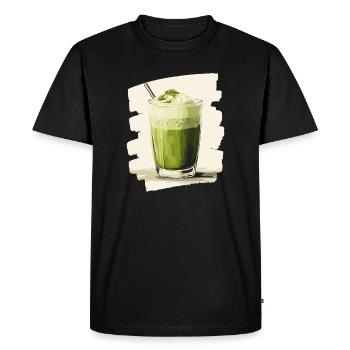 Matcha Latte Lover Green Tea - Men's Premium Organic T-Shirt - black - Front - Nico (187cm)