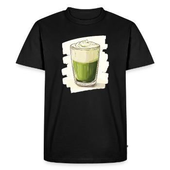Matcha Latte Lover Green Tea - Men's Premium Organic T-Shirt - black - Front - Nico (187cm)