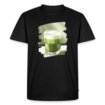 Matcha Latte Lover Green Tea - Men's Premium Organic T-Shirt - black - Front - Nico (187cm)