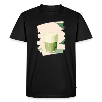 Matcha Latte Lover Green Tea - Men's Premium Organic T-Shirt - black - Front - Nico (187cm)