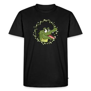 Crocodile rieur dans le style de la bande dessinée – Animal heureux - T-shirt Premium bio Homme - noir - Devant - Nico (187cm)
