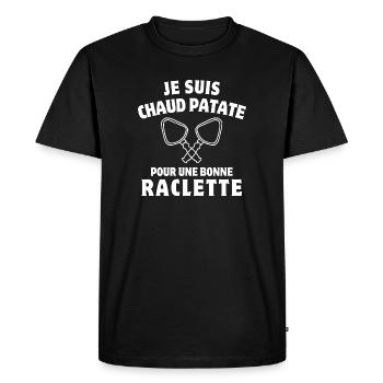 raclette, fondue, melted cheese - Men's Premium Organic T-Shirt - black - Front - Nico (187cm)