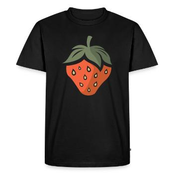 Strawberry icon in comic and cartoon style - Men's Premium Organic T-Shirt - black - Front - Nico (187cm)