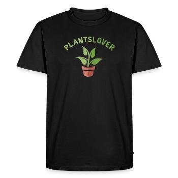 Plant love with potted plant in cartoon style - Men's Premium Organic T-Shirt - black - Front - Nico (187cm)