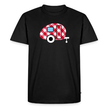 Caravane Caravane à carreaux motif Camping Fan - T-shirt Premium bio Homme - noir - Devant - Nico (187cm)